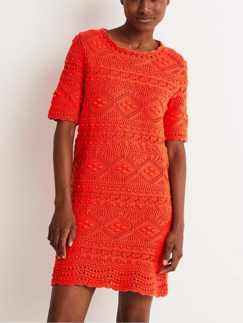 Boden Claudia Dress Textured Knit Firecracker Size 20 EEUC